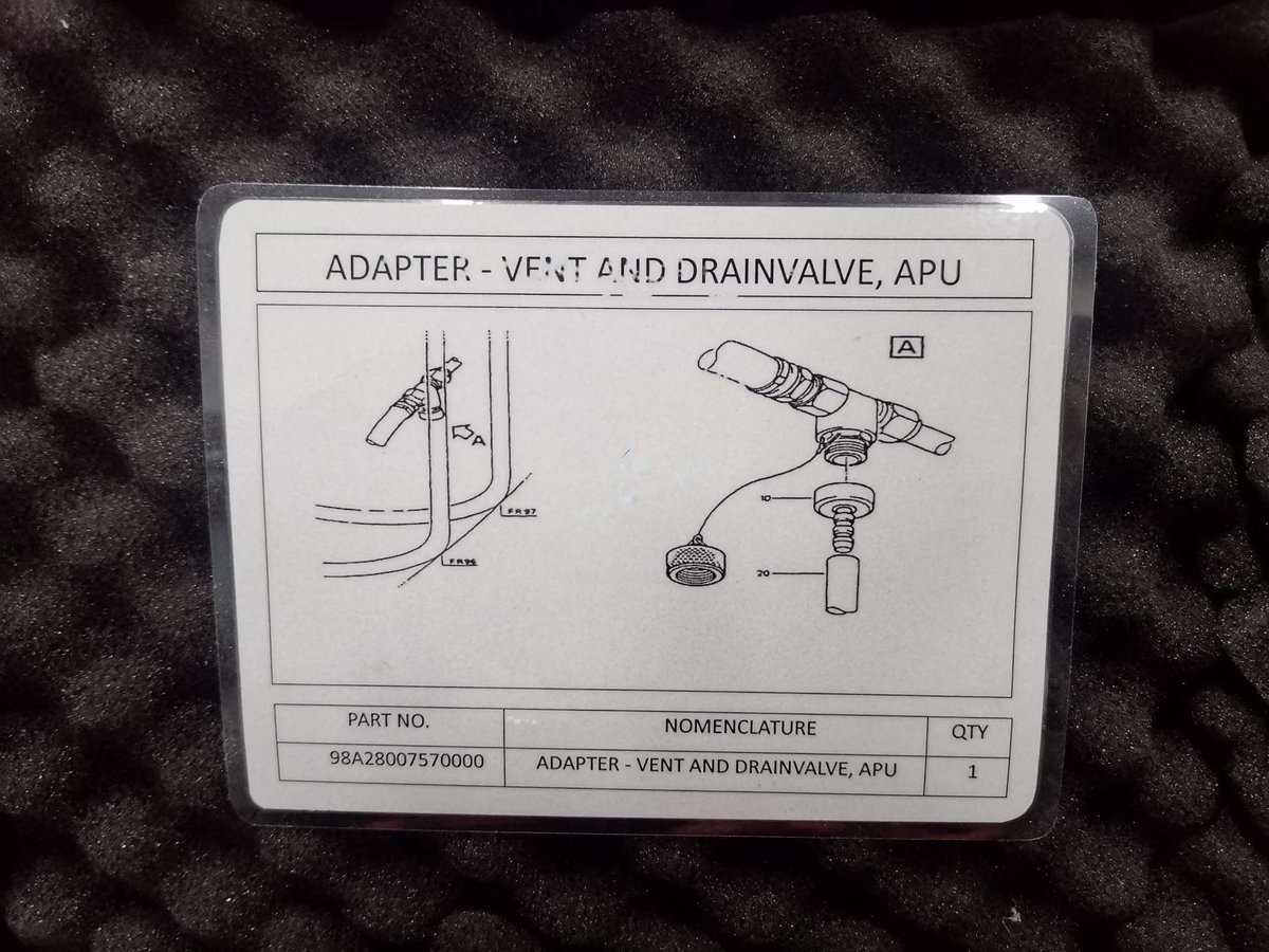 Adapter - vent and drainvalve, apu — P/N 98A28007570000 — image 1