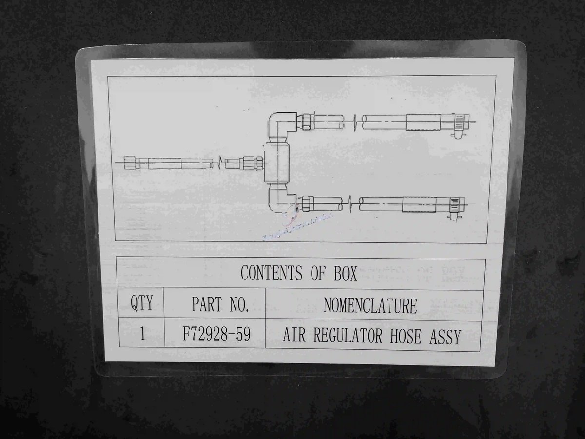 Air regulator hose assy — P/N F72928-59 — image 1