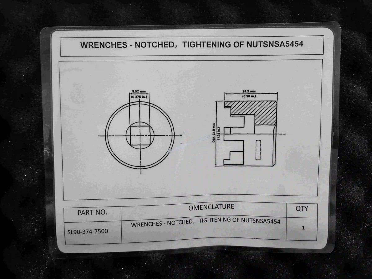 Wrench - notched, tightening of — P/N SL90-374-7500 — image 1